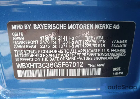 2016 BMW X1 xDrive28I from USA, damaged, VIN WBXHT3C36G5F67012
